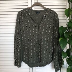Lucky Brand olive green blouse, size S